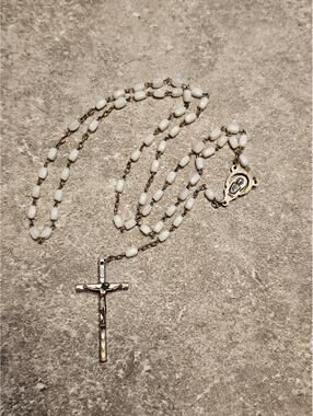 White Glass Bead Rosary